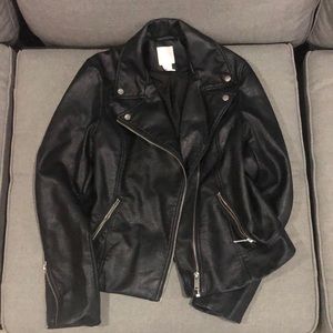 H&M Black Faux Leather Moto Jacket